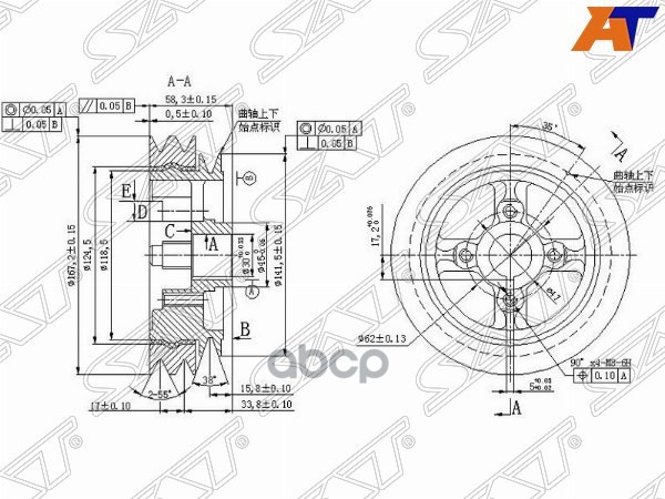 Шкив коленвала TOYOTA LITE/TOWNACE/TOWN/MASTERACE 2C/2CT 90-93 Sat арт. ST-13408-64080