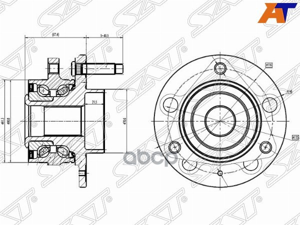 Ступичный узел Chevrolet Cruze 09-15 / Opel Astra 06-15 Sat арт. ST-13502829
