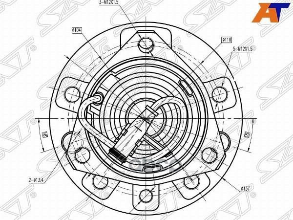 Ступичный узел Opel Astra 04-13 / Zafira 05-14 (Справа=Слева/ Спереди) Sat арт. ST-1603254