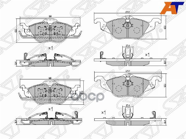 Колодки тормозные (Спереди) Opel Astra 98-13 Sat арт. ST-16 05 034