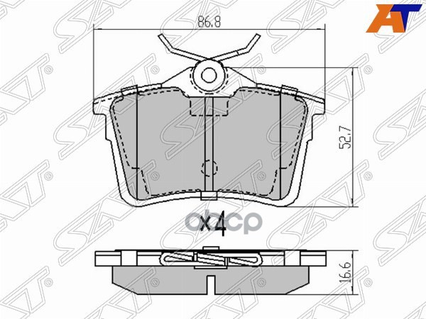 Колодки тормозные (Сзади) Peugeot 308 07-17 / Citroen Berlingo 96-22 Sat арт. ST-1608520480