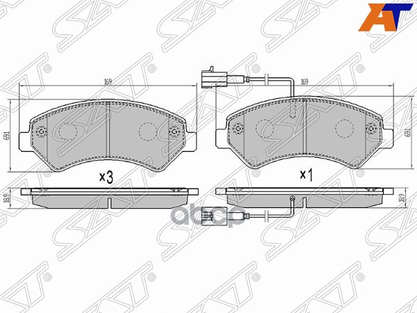 Колодки тормозные (Спереди) Peugeot Boxer 06- / Citroen Jumper 06- Sat арт. ST-1612433680CR