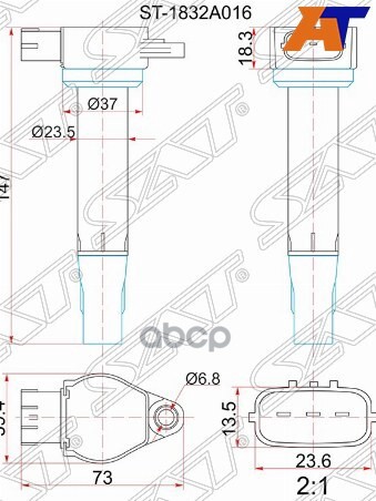 Катушка зажигания MITSUBISHI LANCER X 07- 1.8/2.0/ASX 10- 1.8/2.0/OUTLANDER 06- 2.0/2.4 Sat арт. ST-1832A016