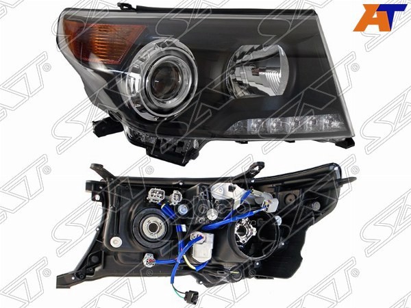 Фара Toyota Land Cruiser (J200) 07-15 (Справа/ ДХО/ С электрокорректором/ черная Brownstone) Sat арт. ST-212-11U5BR