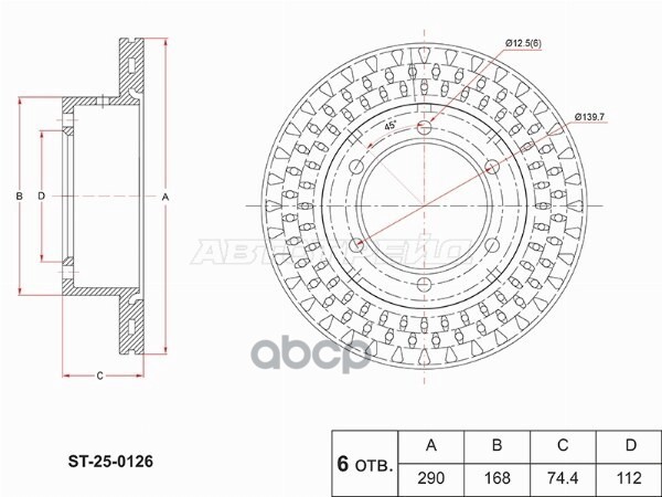 Диск тормозной (Сзади) ГАЗ Газель NEXT 12- Sat арт. ST-25-0126