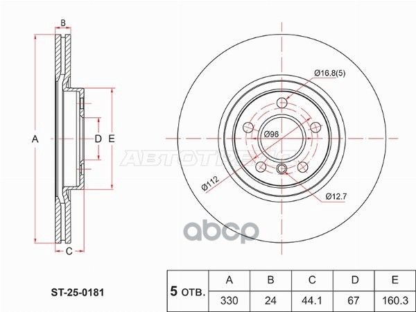 Диск тормозной (Спереди) BMW 1-Series 19- / X1 15-22 Sat арт. ST-25-0181
