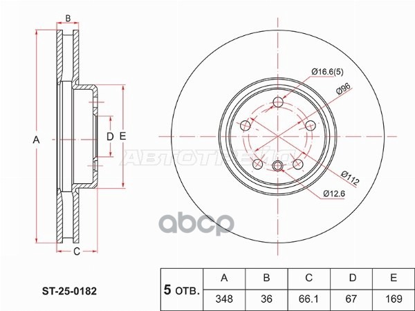 Диск тормозной (Спереди/ Левый) BMW 3-Series 18-22 / 5-Series 16-24 Sat арт. ST-25-0182