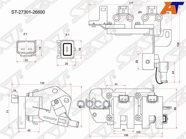 Катушка зажигания HYUNDAI ACCENT 05-10/ELANTRA 00-06/KIA CERATO 04-09 G4ED Sat арт. ST-27301-26600