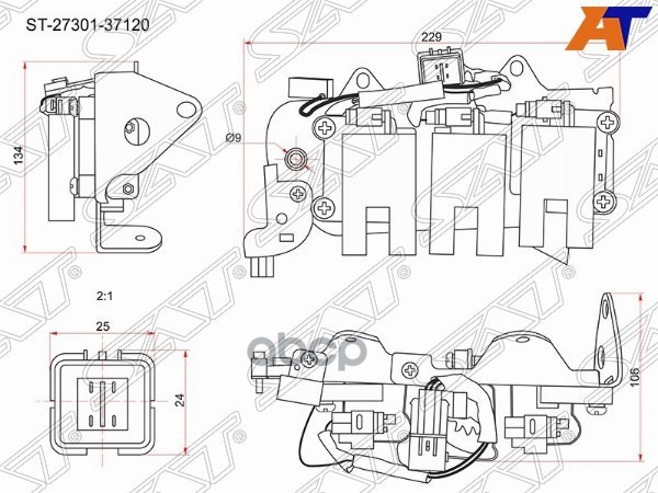 Катушка зажигания HYUNDAI SANTA FE 01-06 (модуль) Sat арт. ST-27301-37120