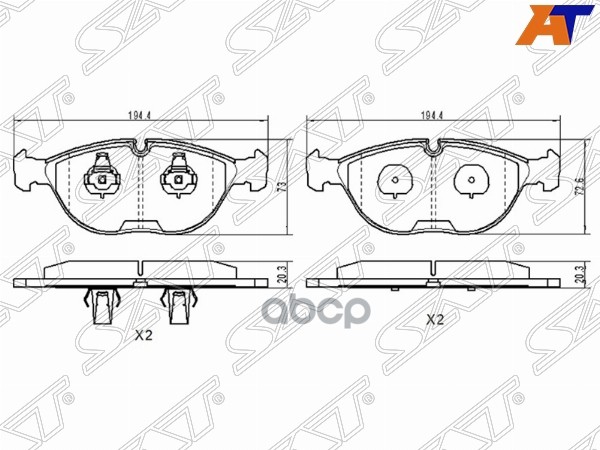 Колодки тормозные (Спереди) Mercedes-Benz C-Class 97-01 / E-Class 95-09 Sat арт. ST-28-0020
