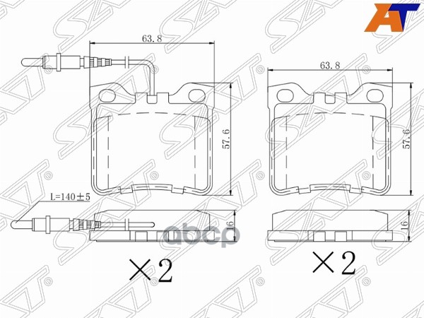 Колодки тормозные (Сзади) Mercedes-Benz V-Class 96-03 / Vito 96-03 / Peugeot 605 89-99 Sat арт. ST-28-0033