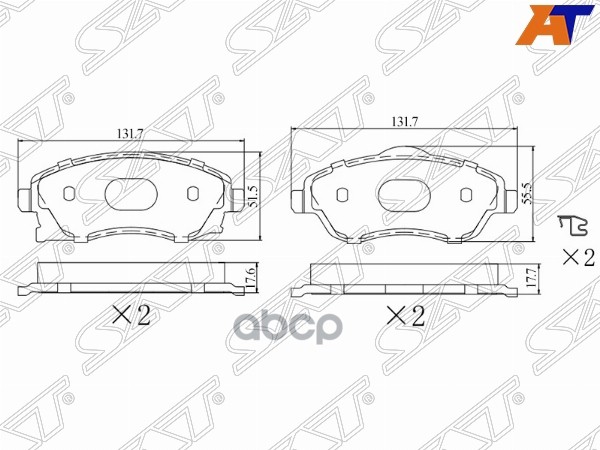 Колодки тормозные (Спереди) Opel Corsa 00-06 / Meriva 03-10 Sat арт. ST-28-0080