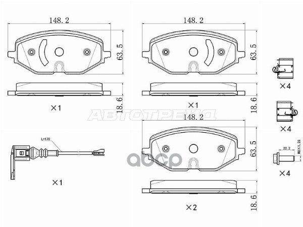 Колодки тормозные (Спереди) Audi A3 20- / Skoda Octavia 19-24 / Volkswagen Golf 19- Sat арт. ST-28-0151