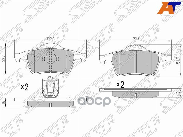 Колодки тормозные (Сзади) Volvo S60 00-10 / S80 98-06 Sat арт. ST-30648382