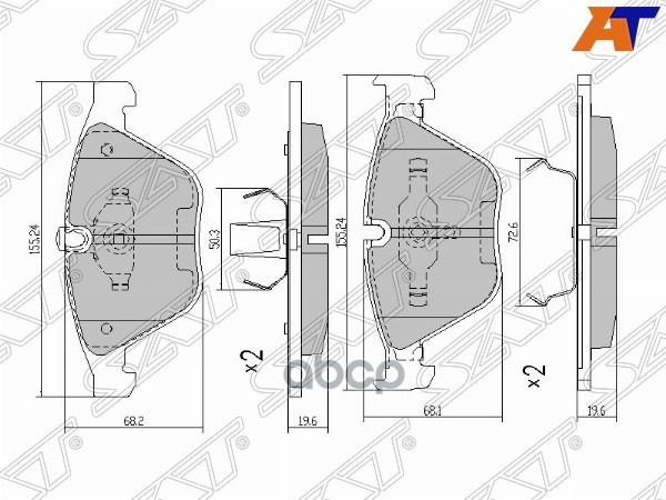 Колодки тормозные (Спереди) BMW 3-Series 05-14 / 5-Series 03-10 Sat арт. ST-34116794917