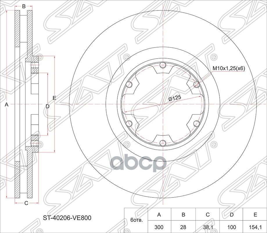 Диск тормозной (Перед) Nissan Pathfinder 95-04 / Terrano 95-02 Sat арт. ST-40206-VE800