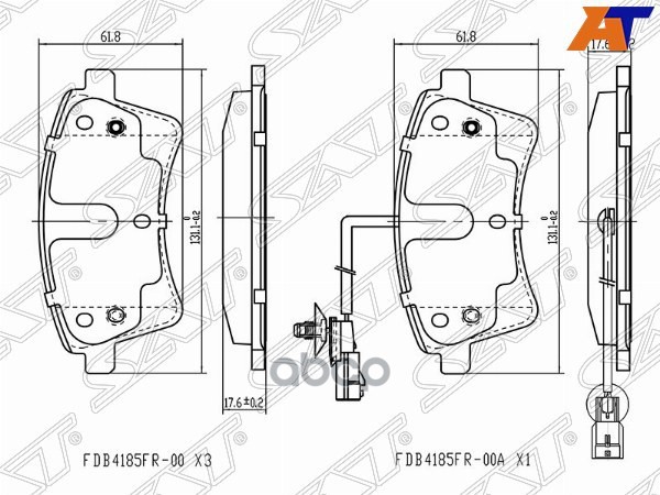 Колодки тормозные (Спереди) Renault Kangoo 08-16 / Mercedes-Benz Citan 12-19 Sat арт. ST-410605649R