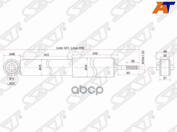 Амортизатор Задний Mmc Pajero/Montero 00- Lh=Rh Sat арт. ST-4162A023