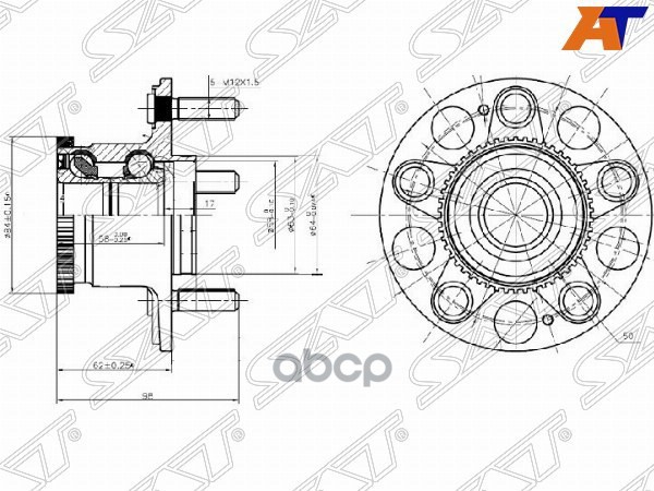 Ступичный узел Honda Accord 02-08 / Stepwgn 01-05 (Справа=Слева/ Сзади) Sat арт. ST-42200-SZ3-951