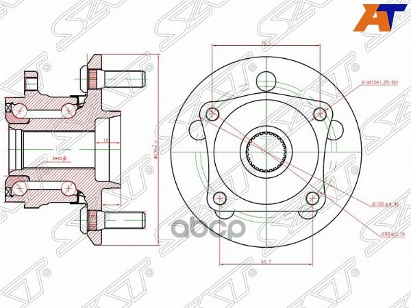 Ступичный узел задн. TOYOTA VISTA ARDEO/CALDINA/ALLION/WISH/OPA/AVENSIS AZT255 4WD 98-07 Sat арт. ST-42410-32100