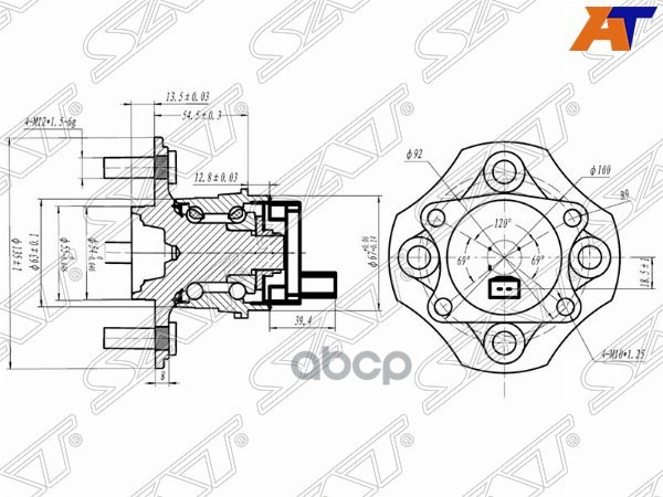 Ступичный узел Toyota Vitz 01-05 / Funcargo 99-02 (ABS/ Справа=Слева/ Сзади) Sat арт. ST-42450-0D030