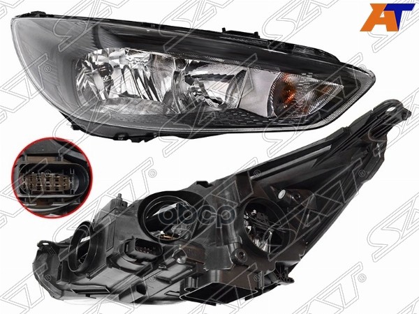 Фара Ford Focus 14-19 (Справа/ С электрокорректором/ Чёрная) Sat арт. ST-431-11C9RMLEMD2