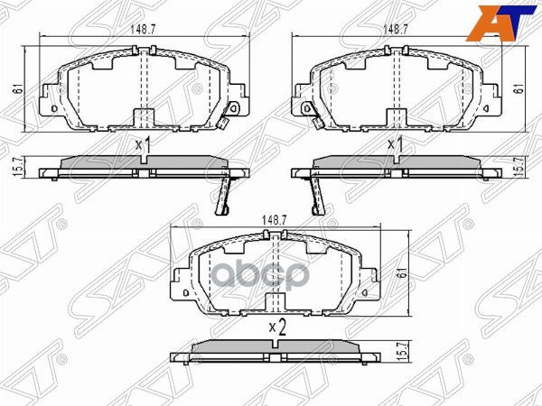 Колодки тормозные (Спереди) Honda Accord 12-16 / Stepwgn 15- Sat арт. ST-45022T2GA00