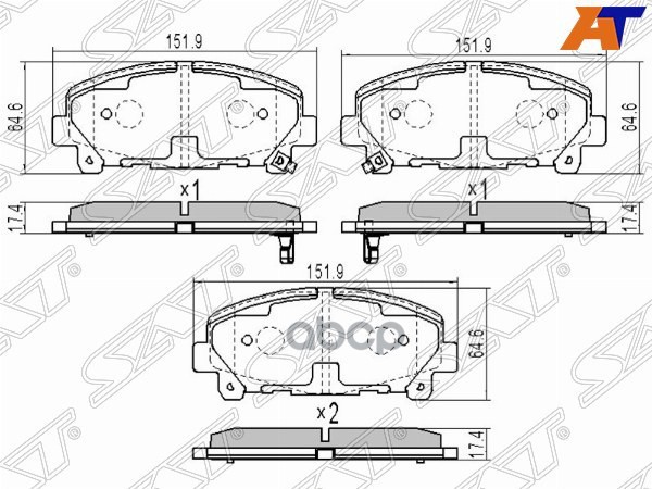 Колодки тормозные (Спереди) Honda Accord 08-13 / Acura TLX 14-16 Sat арт. ST-45022-TL0-G51