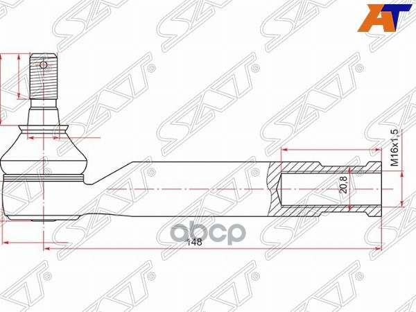 Рулевой наконечник Toyota Avensis (T250) 03-08 / Corolla Verso 04-09 Sat арт. ST-45046-29425