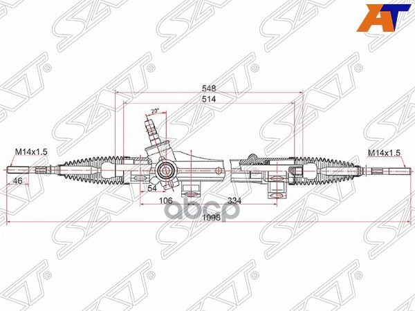Рейка рулевая Toyota Corolla 02- (электрическая) шток D=14 LHD Sat арт. ST-45510-02050