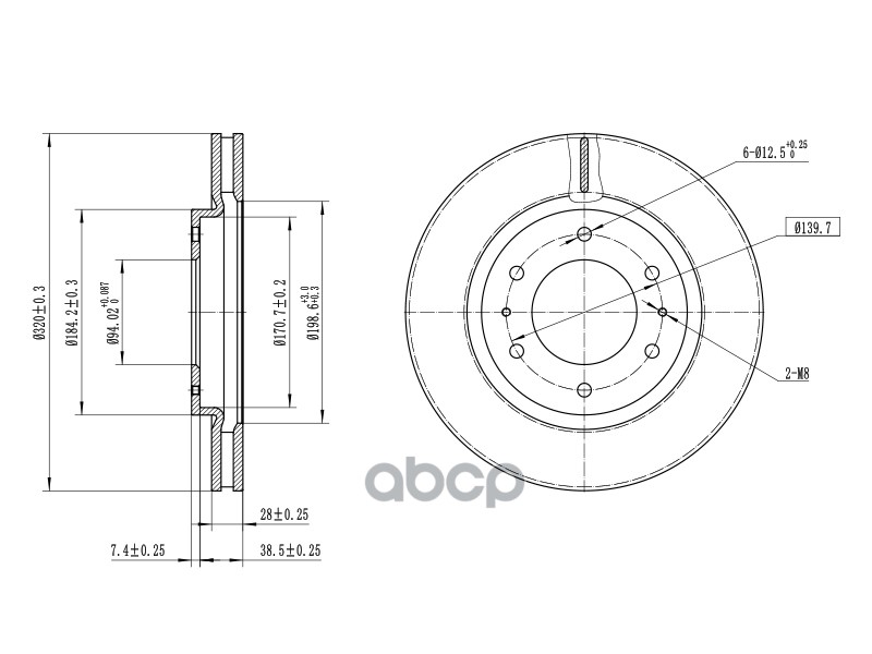 Диск тормозной (Спереди) Mitsubishi L200 15- / Pajero Sport 16- Sat арт. ST-4615A223