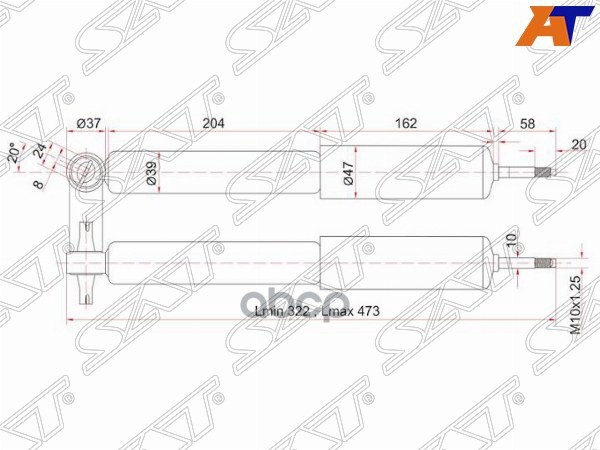 Амортизатор Toyota Lite Ace Noah 96-01 / Town Ace Noah 96-01 (Спереди/ Справа=Слева) Sat арт. ST-48500-29705
