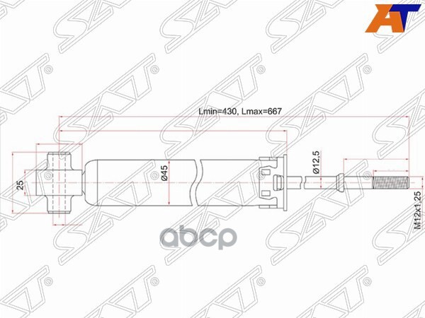Амортизатор Задний Toyota Corolla/Auris/Rumion 07- Lh=Rh Sat арт. ST-48530-80421