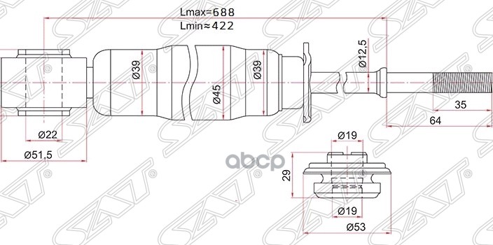 Амортизатор Rr Toyota Estima 00- Lh=Rh Sat арт. ST-48531-29935