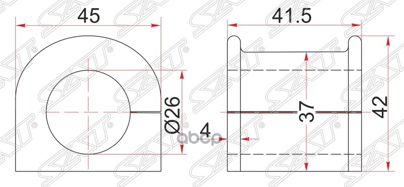 Втулка стабилизатора Toyota Camry (XV50) 11-18 / Alphard 02-08 (Перед/ 26.00) Sat арт. ST-48815-28150