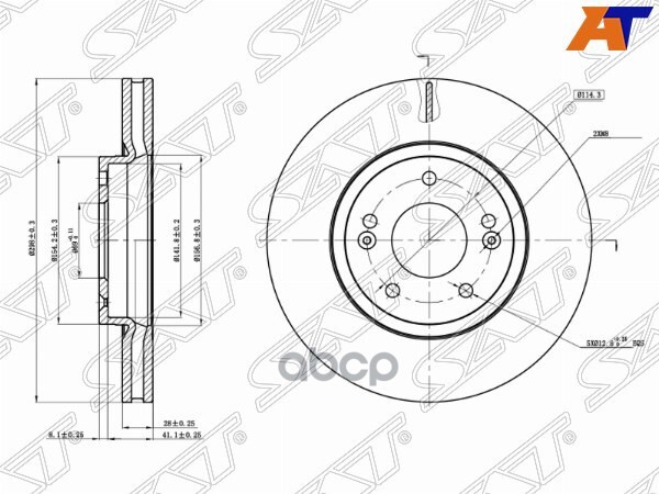 Диск тормозной (Спереди) Hyundai Santa Fe 05-19 Sat арт. ST-51712-2P000
