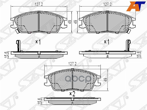 Колодки тормозные (Спереди) Hyundai Elantra 90-93 / Accent 94-17 Sat арт. ST-58101-1CA00