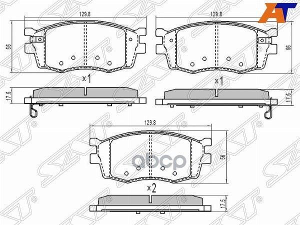 Колодки тормозные (Спереди) Kia Rio 05-11 / Hyundai Accent 06-11 / i20 08-12 Sat арт. ST-58101-1GA00