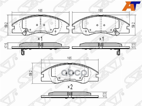 Колодки тормозные (Спереди) Kia Cerato 04-10 / Cerato Koup 08-14 Sat арт. ST-58101-2FA20