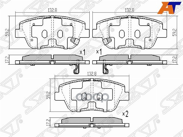 Колодки тормозные (Спереди) Hyundai Sonata 09-19 / Kia Optima 10-16 / Hyundai Grandeur 05-16 Sat арт. ST-58101-3QA50
