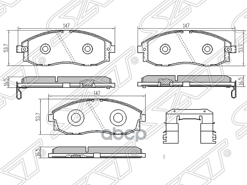 Колодки тормозные (Спереди) Hyundai H1 97-07 / Porter 98-10 Sat арт. ST-58101-4AA81