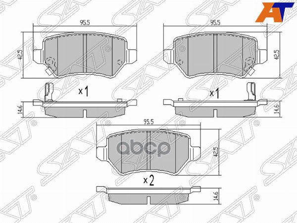 Колодки тормозные (Сзади) Opel Astra 98-13 / Corsa 00-03 Sat арт. ST-58302-A2A30