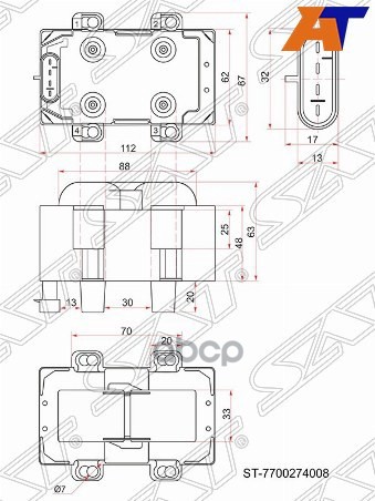 Катушка зажигания Renault Kangoo 97-07 / Logan 04-18 K7J;K7M (Модуль) Sat арт. ST-7700274008