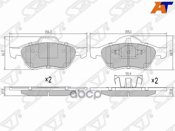 Колодки тормозные (Спереди) Renault Clio 05-11 / Grand Scenic 04-09 Sat арт. ST-7701208183