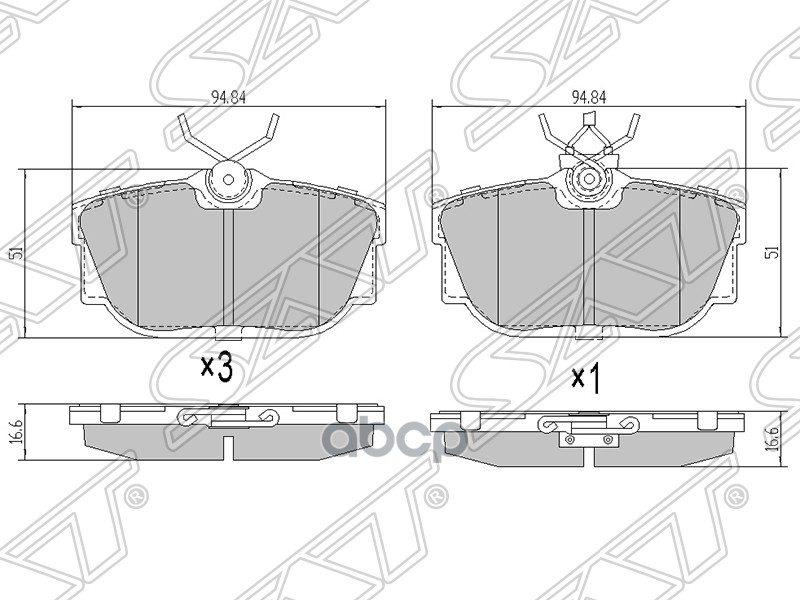 Колодки тормозные дисковые Sat арт. ST7D0698451G