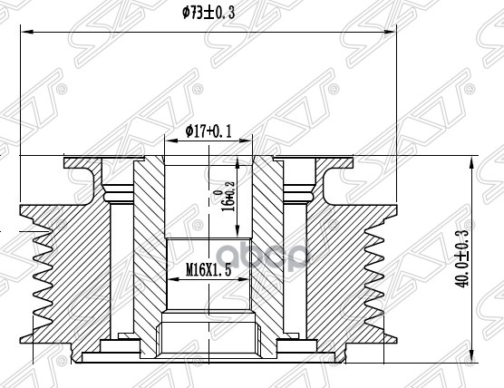 Шкив генератора VW TRANSPORTER 95-/VOLVO V70/XC70/90 2,4D/2.5T 02- Sat арт. ST-8658644