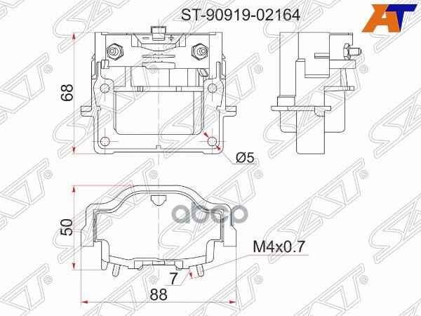 Катушка зажигания Toyota Avensis (T220) 97-03 / Caldina 92-02 1E;1RZ;1RZE;2E;2EE;2RZ;2RZE;3ALU;3E;3S Sat арт. ST-90919-02164