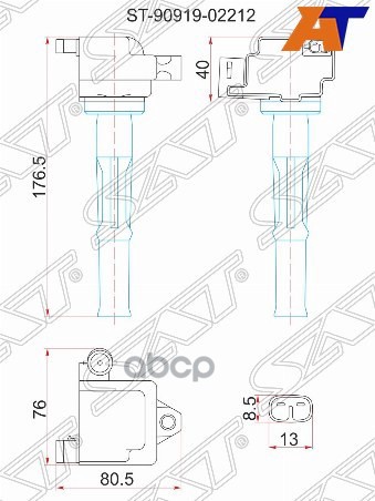 Катушка зажигания Toyota Hilux Pick Up 97-04 / Land Cruiser Prado 96-09 5VZFE Sat арт. ST-90919-02212