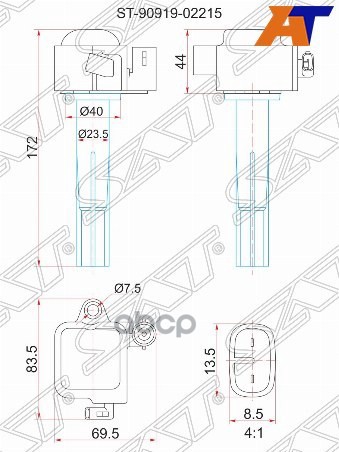 Катушка зажигания TOYOTA 1MZ-FE/2MZ-FE MCV2# 96-01/1MZ-FE MCX10 96- (3) Sat арт. ST-90919-02215