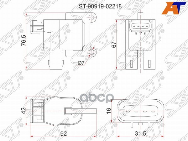 Катушка зажигания TOYOTA 3S/5S-FE (№2) 96- ST19#/ST21#/SV4#/SV55/SXV2#/SXM1#/SXN1#/SXU1# 1ZZ ZZV50 Sat арт. ST9091902218